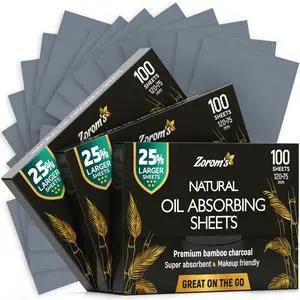 Natural Oil Blotting Sheets for Face with Bamboo Charcoal - 25% Larger - 3pk/300 Makeup Friendly Oil Absorbing Sheets for Face - Easy Dispensing Blotting Papers - Perfect for Keeping in Purse Natural Oil Blotting Sheets for Face with Bamboo Charcoal - 25% Larger - 3pk/300 Makeup Friendly Oil Absorbing Sheets for Face - Easy Dispensing Blotting Papers - Perfect for Keeping in Purse