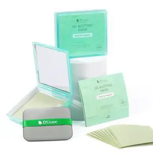 Oil Blotting Sheets for Face Green Tea Blotting Paper For Oily Skin with Portable Mirror Case & Makeup Puff, Oil Absorbing Sheets For Face 100 Counts Oil Blotting Sheets for Face Green Tea Blotting Paper For Oily Skin with Portable Mirror Case & Makeup Puff, Oil Absorbing Sheets For Face 100 Counts