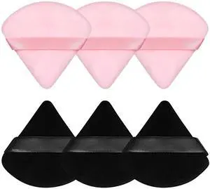 6 Pieces Powder Puff, Face Makeup Sponge Soft Velour Triangle Powder Puffs Beauty Sponge for Loose Powder (Black, Pink) 6 Pieces Powder Puff, Face Makeup Sponge Soft Velour Triangle Powder Puffs Beauty Sponge for Loose Powder (Black, Pink)