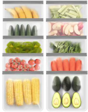 Reusable Freezer Bags, 10 Pack Reusable Quart Bags Seal and Leak Proof, BPA Free Storage Bag for Marinate Meat, Vegetables, Home Organization, Green Reusable Freezer Bags, 10 Pack Reusable Quart Bags Seal and Leak Proof, BPA Free Storage Bag for Marinate Meat, Vegetables, Home Organization, Green