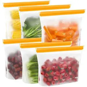 Reusable Gallon Freezer Bags, Reusable Food Storage Bags, 6Pack Reusable Gallon Freezer Bags, Reusable Food Storage Bags, 6Pack