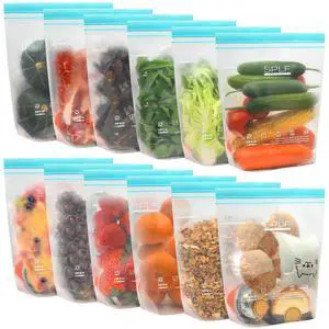 12 Pack Reusable Gallon Freezer Bags Dishwasher Microwave Safe, 1 Gallon BPA Free Leakproof Food Storage Bags, Silicone Free Containers for Meal Prep, Fridge Kitchen Organization 12 Pack Reusable Gallon Freezer Bags Dishwasher Microwave Safe, 1 Gallon BPA Free Leakproof Food Storage Bags, Silicone Free Containers for Meal Prep, Fridge Kitchen Organization