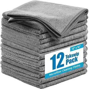 Microfiber Cleaning Cloth, Gray, 12 Pack, 12" x 12" Microfiber Cleaning Cloth, Gray, 12 Pack, 12" x 12"