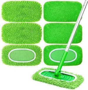 6-Pack Reusable Microfiber Mop Pads Compatible with Swiffer Sweeper, Dry & Wet Sweeping Cloths - Washable Wet Pads Refill for Multi-Surface/Hardwood Floor Cleaning 6-Pack Reusable Microfiber Mop Pads Compatible with Swiffer Sweeper, Dry & Wet Sweeping Cloths - Washable Wet Pads Refill for Multi-Surface/Hardwood Floor Cleaning