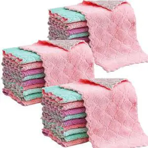 Reusable Microfiber Kitchen Cleaning Cloths Super Absorbent, Quick-Drying Dish Towels for Kitchen Car Furniture Bowl Tea. 10.6" x 6.3" Coral Velvet Dishcloths Lint-Free Machine Washable 24 Pack Rags Reusable Microfiber Kitchen Cleaning Cloths Super Absorbent, Quick-Drying Dish Towels for Kitchen Car Furniture Bowl Tea. 10.6" x 6.3" Coral Velvet Dishcloths Lint-Free Machine Washable 24 Pack Rags
