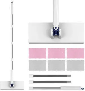 Snap Grip Mini Mop with 6 Washable Pads, Dust Mop Household Items for Wall Window Ceiling, Lazy Dry Wet Mops for Floor Cleaning for Home Kitchen Bathroom, Zero-Touch Flat Floor Mops with 47" Handle Snap Grip Mini Mop with 6 Washable Pads, Dust Mop Household Items for Wall Window Ceiling, Lazy Dry Wet Mops for Floor Cleaning for Home Kitchen Bathroom, Zero-Touch Flat Floor Mops with 47" Handle