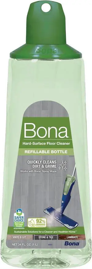 Multi-Surface Hard Floor Cleaner Spray Mop Cartridge - 34 fl oz - Unscented - Refillable - Residue-Free Floor Cleaning Solution for Bona Spray Mops - Stone, Tile, Laminate, and Vinyl Floors Multi-Surface Hard Floor Cleaner Spray Mop Cartridge - 34 fl oz - Unscented - Refillable - Residue-Free Floor Cleaning Solution for Bona Spray Mops - Stone, Tile, Laminate, and Vinyl Floors