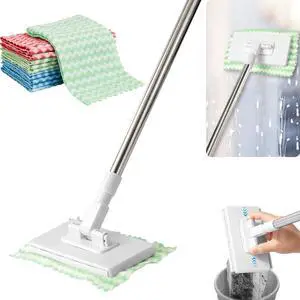 Upgraded Zero Touch Snap Grip Mini Mop, Hands Free Push Pull Handle, Easy Cloth Change Portable Cleaner for Kitchen Bathroom Car, 1 Mop & 10 Reusable Washable Cloths Upgraded Zero Touch Snap Grip Mini Mop, Hands Free Push Pull Handle, Easy Cloth Change Portable Cleaner for Kitchen Bathroom Car, 1 Mop & 10 Reusable Washable Cloths