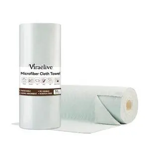 Microfiber Cleaning Cloth Roll, 50 Tear-Away Sheets, Reusable & Washable, Lint-Free, Non-Scratch, Highly Absorbent Towels for Kitchen, Home, Windows & Screens, Green Wave Pattern, 12x12 in Microfiber Cleaning Cloth Roll, 50 Tear-Away Sheets, Reusable & Washable, Lint-Free, Non-Scratch, Highly Absorbent Towels for Kitchen, Home, Windows & Screens, Green Wave Pattern, 12x12 in