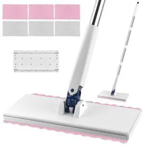 Snap Grip Mini Mop with 6 Washable Pads, Lazy Dry Wet Mops Household Items for Wall Window Ceiling, Dust Mop with 47" Handle, Zero-Touch Flat Floor Mops for Floor Cleaning for Home Kitchen Bathroom Snap Grip Mini Mop with 6 Washable Pads, Lazy Dry Wet Mops Household Items for Wall Window Ceiling, Dust Mop with 47" Handle, Zero-Touch Flat Floor Mops for Floor Cleaning for Home Kitchen Bathroom