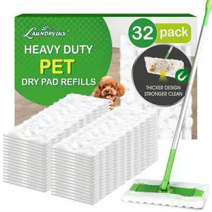 Heavy Duty Dry Sweeping Cloths Refills Compatible with Swiffer Sweeper, Multi Surface Pet Dry Pads Refill, Floor Cleaner for Dust, Hair, Dirt, Disposable Duster Mop Pad - 32 Count Heavy Duty Dry Sweeping Cloths Refills Compatible with Swiffer Sweeper, Multi Surface Pet Dry Pads Refill, Floor Cleaner for Dust, Hair, Dirt, Disposable Duster Mop Pad - 32 Count