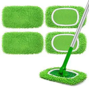 Reusable Microfiber Mop Pads Compatible with Swiffer Sweeper- 4 Pack Dry Sweeping Cloths & Wet Mopping Cloths - Chenille Washable Wet Pads Refill for Mopping Floors (Mop is not Included) Reusable Microfiber Mop Pads Compatible with Swiffer Sweeper- 4 Pack Dry Sweeping Cloths & Wet Mopping Cloths - Chenille Washable Wet Pads Refill for Mopping Floors (Mop is not Included)
