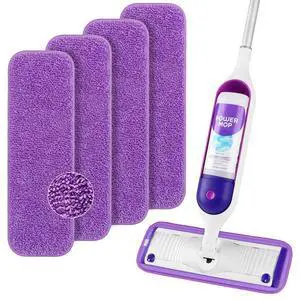 Reusable Microfiber Mop Pads for Swiffer PowerMop, Power Mop Pads Refills for 13 ''-15 '' Spray Mop, Machine Washable Pad Replacement for Multi-Surface Floor Cleaning, Pack of 4 Reusable Microfiber Mop Pads for Swiffer PowerMop, Power Mop Pads Refills for 13 ''-15 '' Spray Mop, Machine Washable Pad Replacement for Multi-Surface Floor Cleaning, Pack of 4