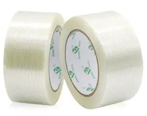 Mono Filament Strapping Tape, 2 Roll 2 Inch x 35 Yards 5.5 Mil, Heavy Duty Transparent Reinforced Fiberglass Tape Mono Filament Strapping Tape, 2 Roll 2 Inch x 35 Yards 5.5 Mil, Heavy Duty Transparent Reinforced Fiberglass Tape