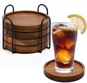4 Pcs Wood Coasters for Drinks Absorbent, Wooden Coasters with Holder, Drink Coasters for Coffee Table, Absorbent Coaster Set for Table Protection Drink Coasters for Farmhouse, Office, Bar 4 Pcs Wood Coasters for Drinks Absorbent, Wooden Coasters with Holder, Drink Coasters for Coffee Table, Absorbent Coaster Set for Table Protection Drink Coasters for Farmhouse, Office, Bar