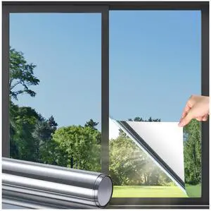 Window Privacy Film, One Way Window Tint for Home, Static Cling Anti UV Sun Blocking Reflective Mirror Film, Heat Control See Out Not in Glass Tinting, Silver, 17.5" x 78.7" Window Privacy Film, One Way Window Tint for Home, Static Cling Anti UV Sun Blocking Reflective Mirror Film, Heat Control See Out Not in Glass Tinting, Silver, 17.5" x 78.7"