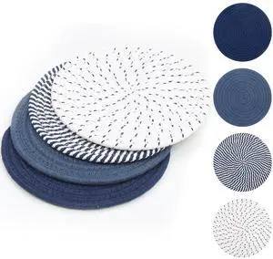 8 Inches Trivets for Hot Dishes, 4 Pieces Cotton Trivets Mats for Kitchen, Hot Pads for Countertops and Table, Heat-Resistant Pot Holders for Hot Pots and Pans(Blue, 4pcs) 8 Inches Trivets for Hot Dishes, 4 Pieces Cotton Trivets Mats for Kitchen, Hot Pads for Countertops and Table, Heat-Resistant Pot Holders for Hot Pots and Pans(Blue, 4pcs)