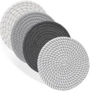 Billbotk 7" Trivets for Dishes, Pots and Pans, 4 Heat Resistant Hot Pads, Pot Holders for Kitchen, Plate Mats for Countertops, Table, Home Essentials, Farmhouse Decor Billbotk 7" Trivets for Dishes, Pots and Pans, 4 Heat Resistant Hot Pads, Pot Holders for Kitchen, Plate Mats for Countertops, Table, Home Essentials, Farmhouse Decor