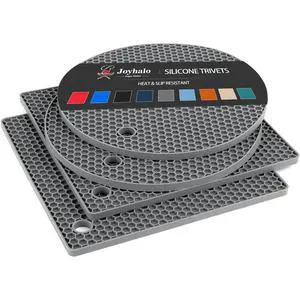 Trivets for Hot Dishes - Hot Pads for Kitchen, Silicone Pot Holders for Hot Pots and Pans, Silicone Mats for Kitchen Countertops, Table, Flexible Easy to Wash and Dry, Grey Trivets for Hot Dishes - Hot Pads for Kitchen, Silicone Pot Holders for Hot Pots and Pans, Silicone Mats for Kitchen Countertops, Table, Flexible Easy to Wash and Dry, Grey