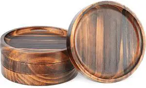 Wooden Coasters for Drinks - Natural Wood Drink Coaster Set for Drinking Glasses, Tabletop Protection for Any Table Type, Set of 4-4.3 Inches (No Holder) Wooden Coasters for Drinks - Natural Wood Drink Coaster Set for Drinking Glasses, Tabletop Protection for Any Table Type, Set of 4-4.3 Inches (No Holder)
