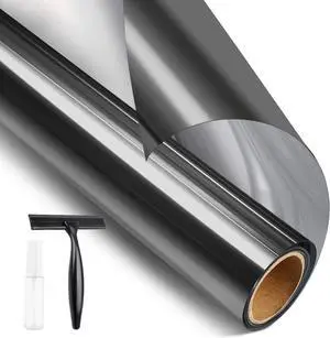 One Way Mirror Glass Tint Heat Control Sun UV Blocking Sliding Door Tinting Reflective Static Cling for Home, Black-Silver, 17.5 Inch X 6.5 Feet One Way Mirror Glass Tint Heat Control Sun UV Blocking Sliding Door Tinting Reflective Static Cling for Home, Black-Silver, 17.5 Inch X 6.5 Feet