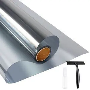 One Way Daytime Privacy Static Cling Sun Blocking Anti UV Reflective Window Tint for Home and Office, Silver, 17.5 Inch X 6.5 Feet One Way Daytime Privacy Static Cling Sun Blocking Anti UV Reflective Window Tint for Home and Office, Silver, 17.5 Inch X 6.5 Feet