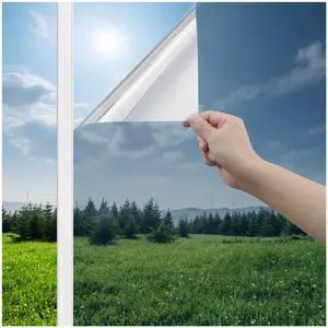 Window Privacy Film One Way Window Tint for Home, Sun UV Blocking Heat Control Reflective Mirror Film, No Glue Static Cling See Out Not in Glass Door Covering, Silver, 17.5" x 78.7" Window Privacy Film One Way Window Tint for Home, Sun UV Blocking Heat Control Reflective Mirror Film, No Glue Static Cling See Out Not in Glass Door Covering, Silver, 17.5" x 78.7"