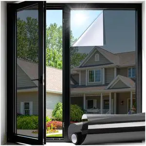 One Way Window Privacy Film, Window Tint for Home, Sun Blocking UV Heat Blocker, See Out Not in Reflective Mirror Film, Removable Static Cling Glass Door Cover, Black Silver, 17.5" x 78.7" One Way Window Privacy Film, Window Tint for Home, Sun Blocking UV Heat Blocker, See Out Not in Reflective Mirror Film, Removable Static Cling Glass Door Cover, Black Silver, 17.5" x 78.7"