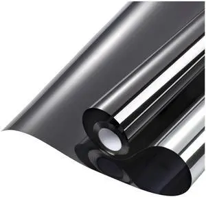 Window Privacy Film One Way Window Tint for Home, Removable Reflective Heat Sun Blocking Anti UV Glass Door Covering, Mirror Tinting Film House Office, 17.5 Inch X 6.5 Feet, Black Silver Window Privacy Film One Way Window Tint for Home, Removable Reflective Heat Sun Blocking Anti UV Glass Door Covering, Mirror Tinting Film House Office, 17.5 Inch X 6.5 Feet, Black Silver
