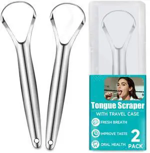 2 Pack Tongue Scraper for Adults, Reduce Bad Breath, Tongue Cleaner with Travel Case, Stainless Steel Tongue Scrapers, Tongue Brush, Tongue Scrubber for Oral Care & Hygiene 2 Pack Tongue Scraper for Adults, Reduce Bad Breath, Tongue Cleaner with Travel Case, Stainless Steel Tongue Scrapers, Tongue Brush, Tongue Scrubber for Oral Care & Hygiene