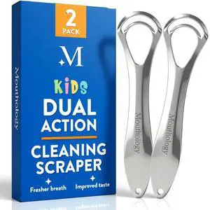 Tongue Scraper for Kids (2 Pack), Stainless Steel Tongue Cleaner (Reduce Bad Breath), Metal Tongue Scrubber for Children, Improve Oral Health Tongue Scraper for Kids (2 Pack), Stainless Steel Tongue Cleaner (Reduce Bad Breath), Metal Tongue Scrubber for Children, Improve Oral Health