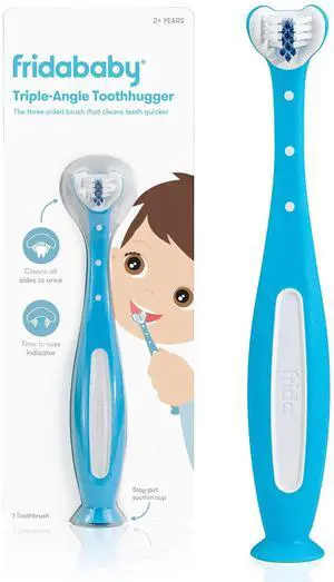 Baby Triple-Angle Toothhugger Training Toddler Toothbrush | Toddler Toothbrush 2 Years and Up, Cleans All Sides at Once | Blue Baby Triple-Angle Toothhugger Training Toddler Toothbrush | Toddler Toothbrush 2 Years and Up, Cleans All Sides at Once | Blue