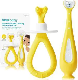 Baby Grow-with-Me Training Toothbrush Set, Infant Baby Tooth brush & Toddler Toothbrush 6-18 Months, Soft Silicone Bristles, BPA-Free Oral Care for Sensitive Gums, Yellow Baby Grow-with-Me Training Toothbrush Set, Infant Baby Tooth brush & Toddler Toothbrush 6-18 Months, Soft Silicone Bristles, BPA-Free Oral Care for Sensitive Gums, Yellow