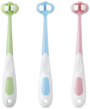 3 Pack Baby Toothbrush, Three-Sided Baby Training Toothbrush for Ages 1-4 Years, Infant Training Brush, Easy-Grip Handle 3 Pack Baby Toothbrush, Three-Sided Baby Training Toothbrush for Ages 1-4 Years, Infant Training Brush, Easy-Grip Handle