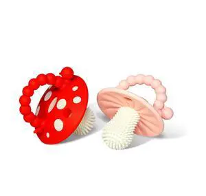 Soft Silicone Infant & Baby 3M+ Teether Toy Massaging Bristles Teething Relief Pacifier - Soothes Sore Gums - Hands-Free & Easy-to-Hold Chompy Teether, BPA Free (RED/Pink) Soft Silicone Infant & Baby 3M+ Teether Toy Massaging Bristles Teething Relief Pacifier - Soothes Sore Gums - Hands-Free & Easy-to-Hold Chompy Teether, BPA Free (RED/Pink)