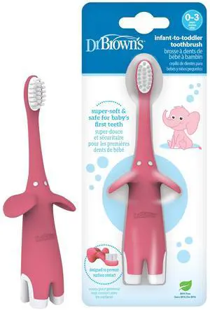 Infant-to-Toddler Toothbrush, Elephant, Pink, 0-3 Years Infant-to-Toddler Toothbrush, Elephant, Pink, 0-3 Years