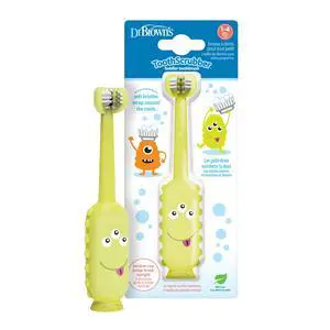 ToothScrubber Toddler Toothbrush, Triple-Sided Training Toothbrush with Suction Cup Base, Green Monster, Baby Oral Care, Ages 1-4 Years ToothScrubber Toddler Toothbrush, Triple-Sided Training Toothbrush with Suction Cup Base, Green Monster, Baby Oral Care, Ages 1-4 Years