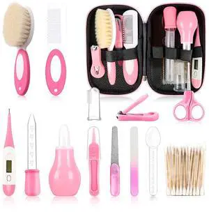 Baby Grooming KitInfant Safety Care Setwith Hair Brush Comb Nail Clipper Nasal Aspirator, Baby Essentials Kit for Newborn Girls Boys (14 PC-Pink Kit) Baby Grooming KitInfant Safety Care Setwith Hair Brush Comb Nail Clipper Nasal Aspirator, Baby Essentials Kit for Newborn Girls Boys (14 PC-Pink Kit)