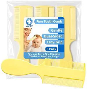 Fine Tooth Comb (3 Pack) Double-Sided Baby Comb with Handle, Extra Fine Lice & Dandruff Comb for Cradle Cap, Newborns, Toddlers & Adults Fine Tooth Comb (3 Pack) Double-Sided Baby Comb with Handle, Extra Fine Lice & Dandruff Comb for Cradle Cap, Newborns, Toddlers & Adults
