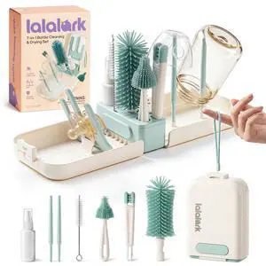 7-in-1 Baby Bottle Brush Set, BPA Free Silicone Baby Bottle Cleaning Kit with No Scratch Dual-Headed Brush, Nipple Brush,Soap Dispenser & Drying Rack,Travel Cleaner Set with Storage Case,Mint 7-in-1 Baby Bottle Brush Set, BPA Free Silicone Baby Bottle Cleaning Kit with No Scratch Dual-Headed Brush, Nipple Brush,Soap Dispenser & Drying Rack,Travel Cleaner Set with Storage Case,Mint