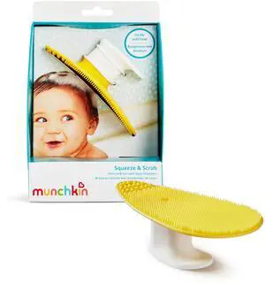 Squeeze & Scrub Silicone Baby Bath Brush with Soap and Shampoo Dispenser - Soft & Gentle Bristles, Great for Newborn Neck Folds, Cradle Cap, Hair, Massager & Hard-to-Reach Spots, Yellow Squeeze & Scrub Silicone Baby Bath Brush with Soap and Shampoo Dispenser - Soft & Gentle Bristles, Great for Newborn Neck Folds, Cradle Cap, Hair, Massager & Hard-to-Reach Spots, Yellow