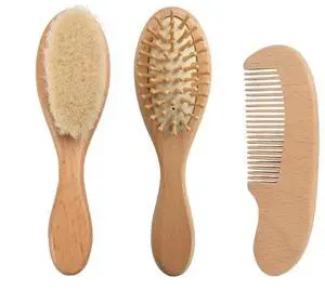 Baby Hair Brush and Comb Set for Newborn| Natural Wooden Hairbrush with Soft Goat Bristles, Pear Wood Comb and Wooden Massage Brush for Infant, Toddler, Kids Baby Hair Brush and Comb Set for Newborn| Natural Wooden Hairbrush with Soft Goat Bristles, Pear Wood Comb and Wooden Massage Brush for Infant, Toddler, Kids