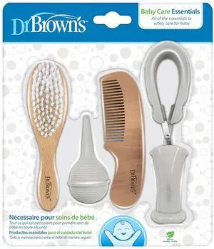 Baby Care Essentials Kit, Nail Scissors with Case, Nasal Aspirator, Cradle Cap Brush and Comb, BPA-Free Baby Care Essentials Kit, Nail Scissors with Case, Nasal Aspirator, Cradle Cap Brush and Comb, BPA-Free