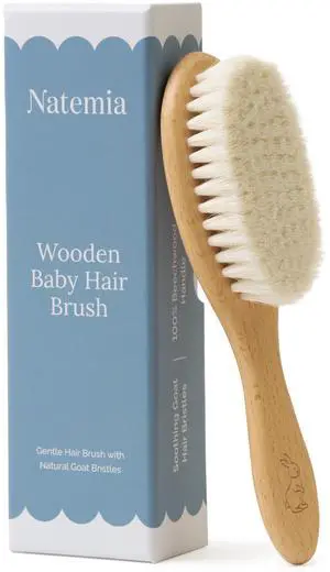Wooden Baby Hair Brush - Natural Goat Hair Bristles - Gentle Soft Bristles for Scalp Massage - Cradle Cap Comb for Flake Removal - For Baby Grooming Kit & Toddler Hair Brush Wooden Baby Hair Brush - Natural Goat Hair Bristles - Gentle Soft Bristles for Scalp Massage - Cradle Cap Comb for Flake Removal - For Baby Grooming Kit & Toddler Hair Brush