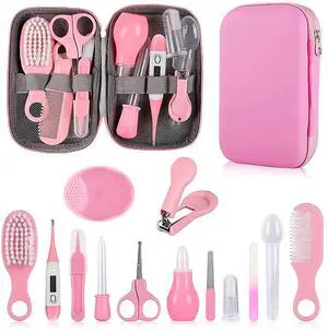 Baby Grooming Kit, Infant Safety Care Set with Hair Brush Comb Nail Clipper Nasal Aspirator,Baby Essentials Kit for Newborn Girls Boys (Pink Baby Grooming kit) Baby Grooming Kit, Infant Safety Care Set with Hair Brush Comb Nail Clipper Nasal Aspirator,Baby Essentials Kit for Newborn Girls Boys (Pink Baby Grooming kit)