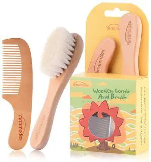 Baby Goat Hair Brush and Comb Set for Newborns & Toddlers| Eco-Friendly Safe Brush | Natural Wooden Comb | Soft Bristles for Cradle Cap | Perfect Baby Shower and Registry Gift Baby Goat Hair Brush and Comb Set for Newborns & Toddlers| Eco-Friendly Safe Brush | Natural Wooden Comb | Soft Bristles for Cradle Cap | Perfect Baby Shower and Registry Gift