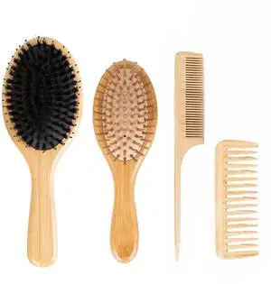 4 PCS Bamboo Hair Brushes Set,Boar Bristle and Detangling Combs,Hair Care Tools with Natural Bristles, Birthday Gift for Family Friend Women Men Mother Hairbrush Kit 4 PCS Bamboo Hair Brushes Set,Boar Bristle and Detangling Combs,Hair Care Tools with Natural Bristles, Birthday Gift for Family Friend Women Men Mother Hairbrush Kit