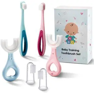 6 in 1 Baby Training Toothbrush Set - Infant to Toddler Toothbrush Oral Care Silicone Toothbrush for Baby - Food Grade Silicone,Extra Soft Bristles,Perfect for 6+,12+,24+ Months 6 in 1 Baby Training Toothbrush Set - Infant to Toddler Toothbrush Oral Care Silicone Toothbrush for Baby - Food Grade Silicone,Extra Soft Bristles,Perfect for 6+,12+,24+ Months