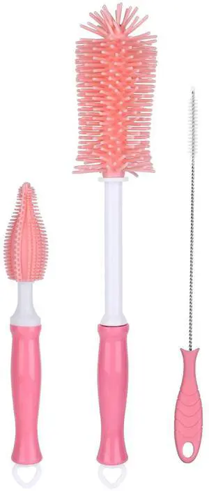 3 in 1 Silicone Bottle Brush Set, Baby Bottle Cleaning Kit with Nipple Brush & Straw Cleaner, BPA-Free Food-Grade Dishwasher Safe Travel Bottle Brush for Baby Bottles, Sippy Cups 3 in 1 Silicone Bottle Brush Set, Baby Bottle Cleaning Kit with Nipple Brush & Straw Cleaner, BPA-Free Food-Grade Dishwasher Safe Travel Bottle Brush for Baby Bottles, Sippy Cups