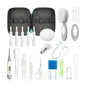 Baby Healthcare and Grooming Kit, 21 in 1 Portable Baby Essentials Kit with Gas Relief Hair Brush Comb Nasal Aspirator for Newborn Boys Girls (Grey White) Baby Healthcare and Grooming Kit, 21 in 1 Portable Baby Essentials Kit with Gas Relief Hair Brush Comb Nasal Aspirator for Newborn Boys Girls (Grey White)